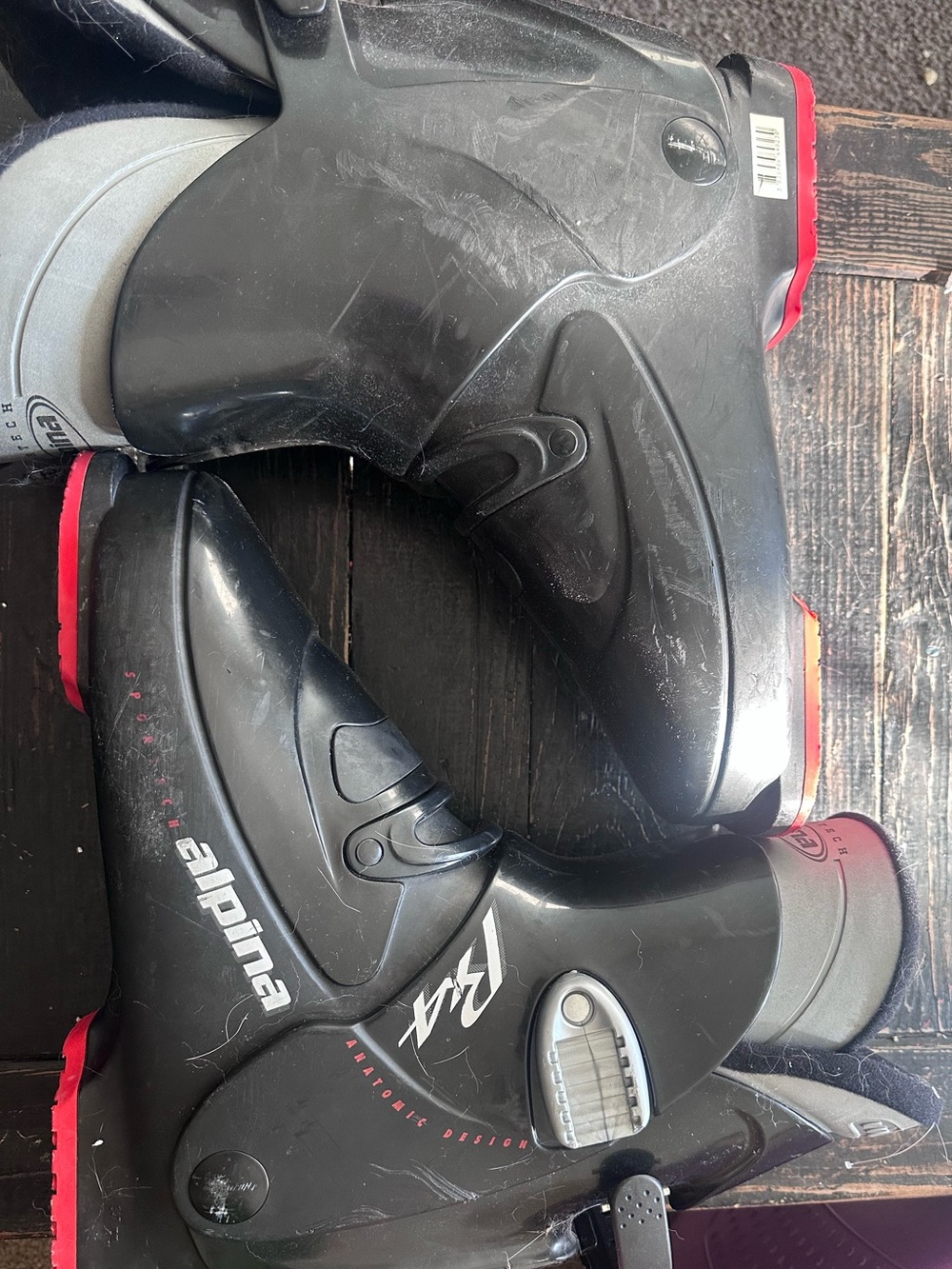 Alpina R4 Black Ski Boots with Red Accents